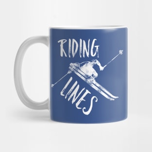 Riding Lines Slope, snow t-shirts, ski t-shirts, powder t-shirts, winter sports t-shirt, sfreestyle skiing, boarder t-shirts, skiing lover, Mug